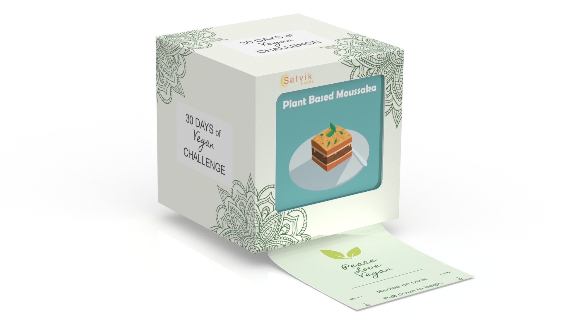 Satvik foods recipe box features 30 vegan recipes that are super simple and quick to prepare, great for meal ideas and inspiration. The box features little tear off recipe cards that can be used over and over again