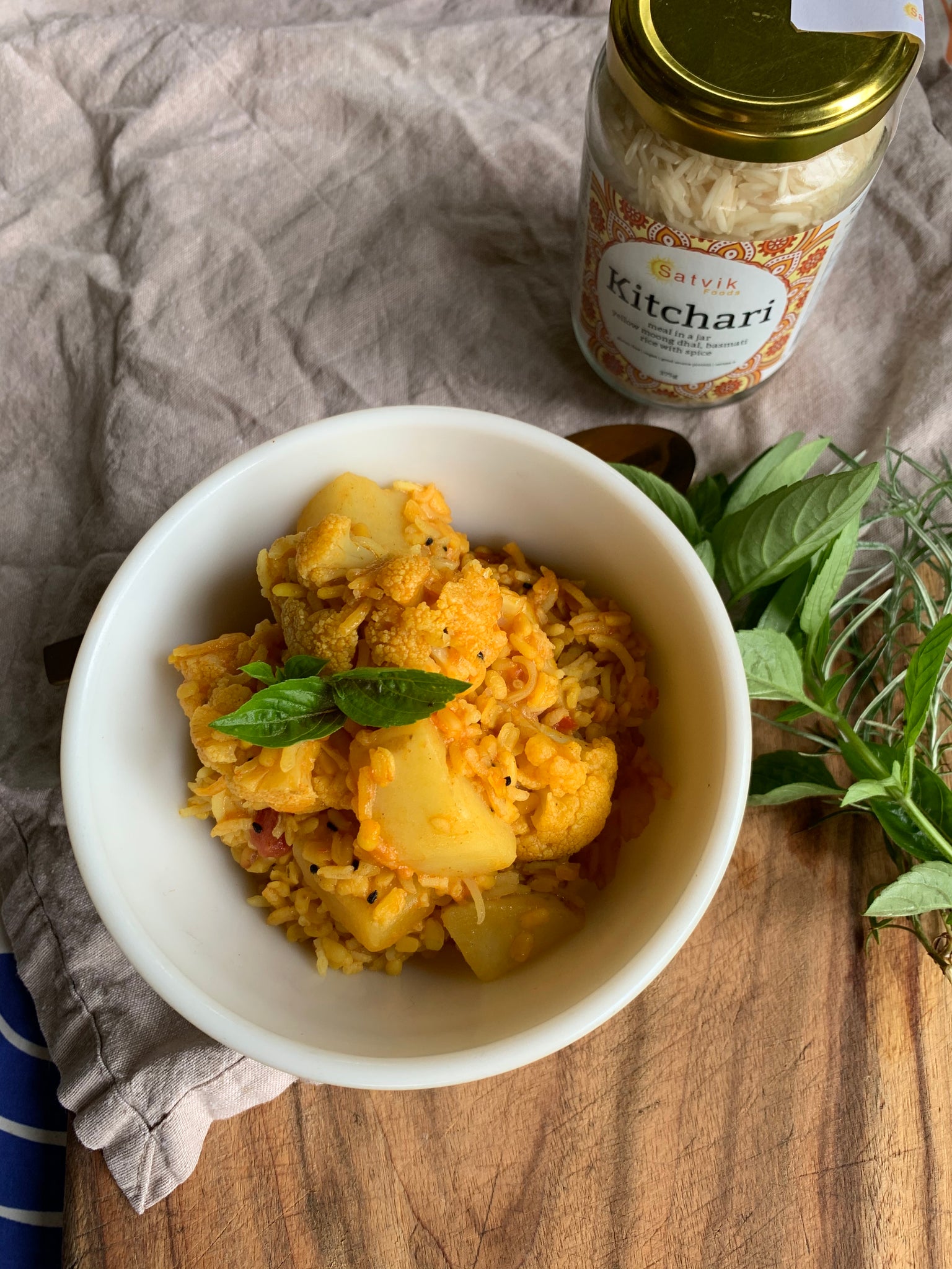 simple healthy and most importantly delicious, Satvik foods kitchari features our unique Ayurvedic spice blend with basmati rice and yellow moong dhal, together creating a complete protein.